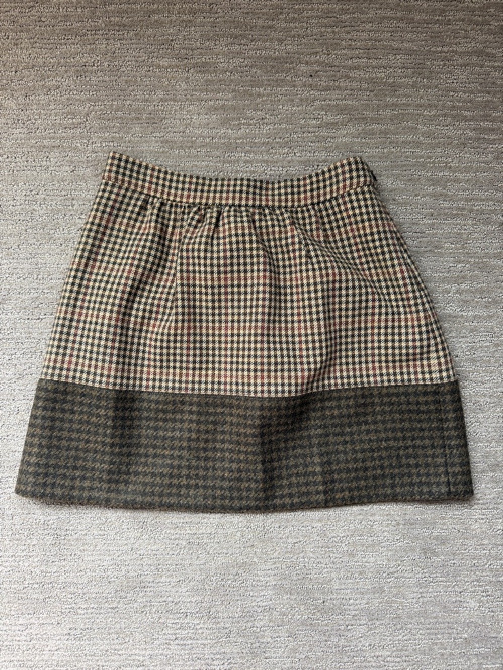 J. Crew Mini Houndstooth Skirt in Beige, Brown and Black